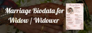 Marriage Biodata for Widow Widower